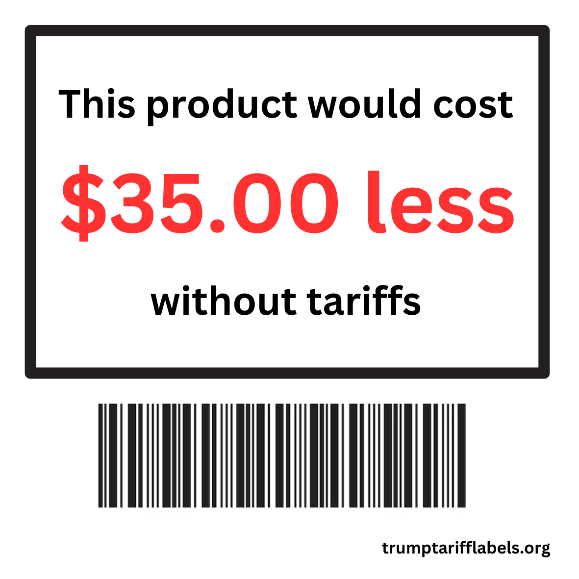 Trump Tariff Label: Roll of 100 Stickers - $35